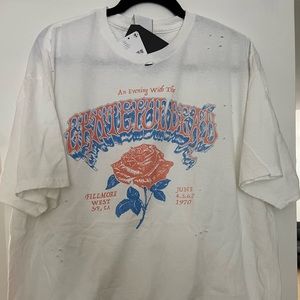Free People Distressed Grateful Dead Rose Tee Brand New